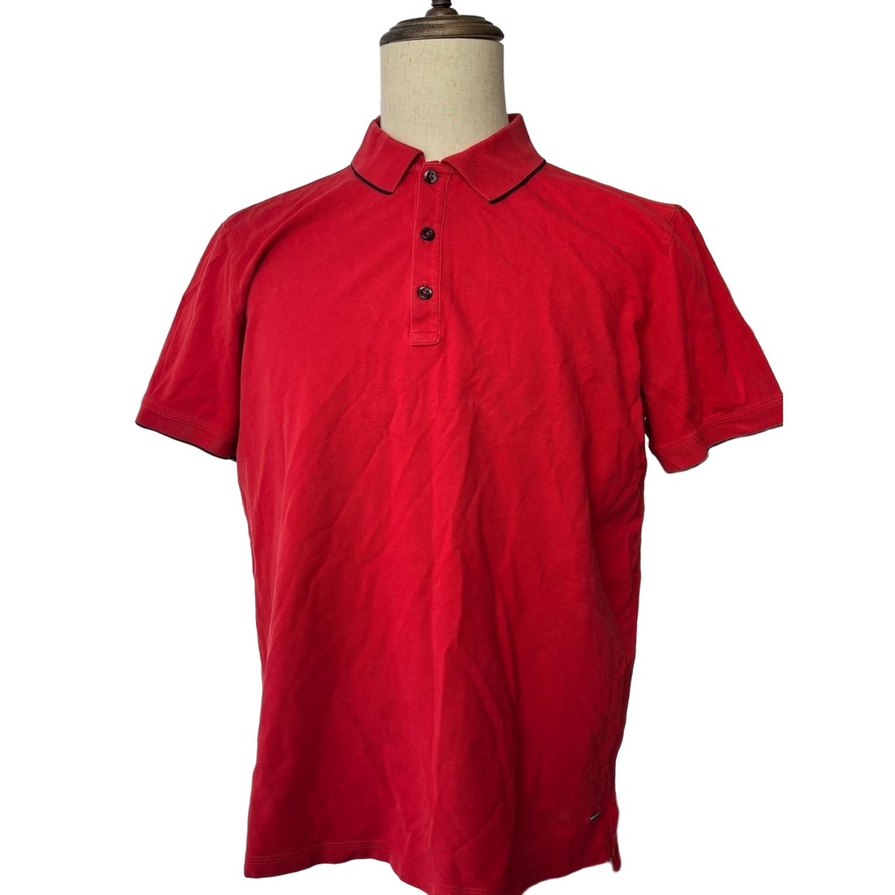 Hugo Boss Shirt Mens Size Extra Large Red Polo 3 Button Placket Modern Minimal